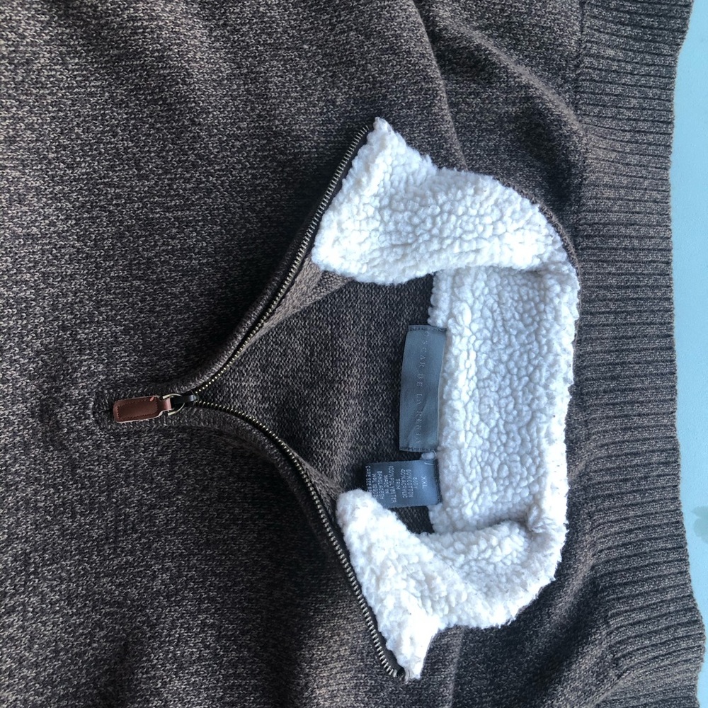 Oscar De La Renta Sherpa Collar 1/4 Zip Sweater - Picture 6 of 7